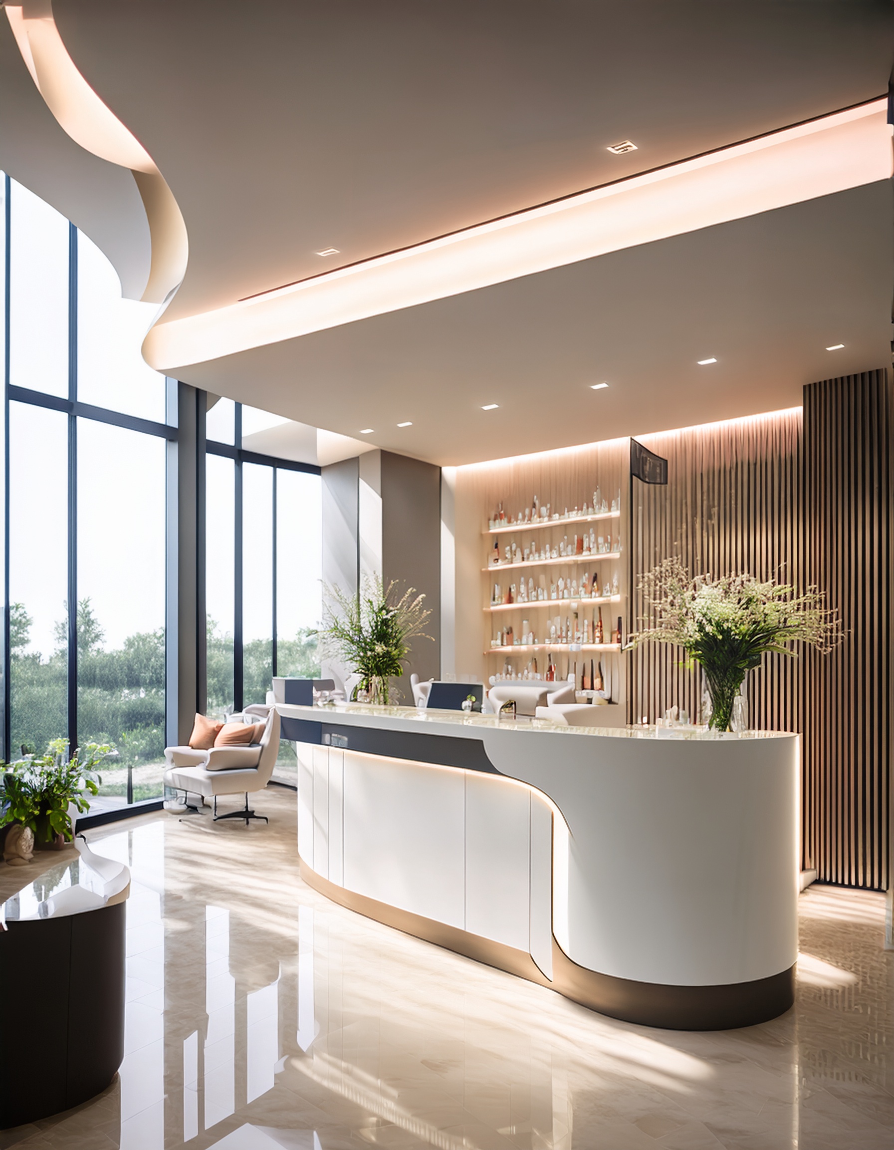 Elegante Büroatmosphäre der Steuerkanzlei Bernd Rumpf in Frankfurt am Main mit freundlichem Empfangsbereich.